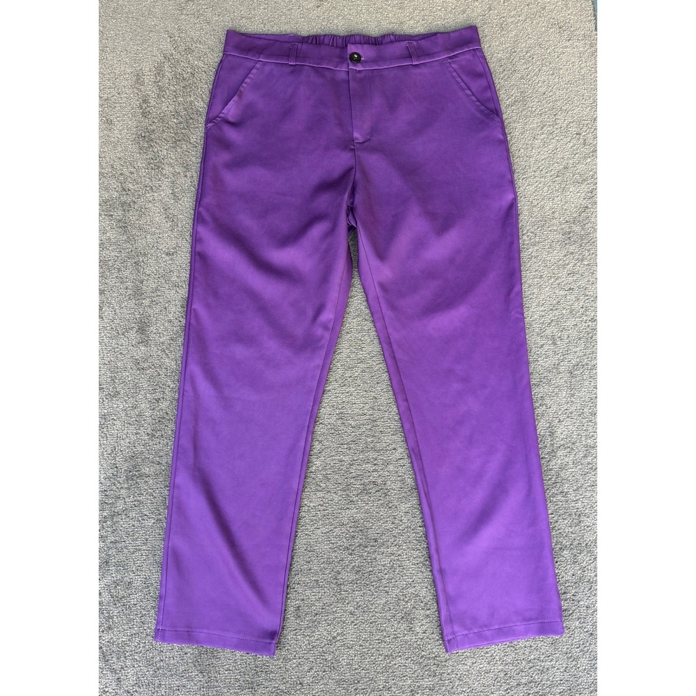Lars Amadeus Purple Dress Pants Mens 34 Elastic Back Straight Leg Trousers